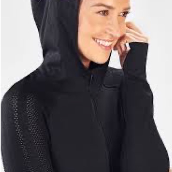 NWT Fabletics Kiley hooded great black zippered stretchy jacket with pockets. - Picture 4 of 16